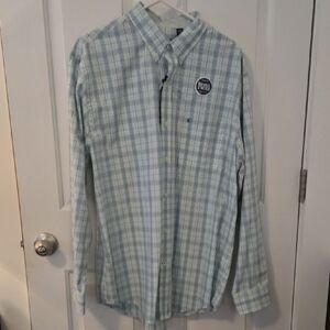 Izod Men's Blue and White Plaid Shirt
